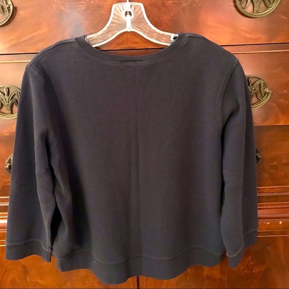Rafaella Cotton Thermal Black Cardigan w/Zipper and Pockets - Picture 3 of 3